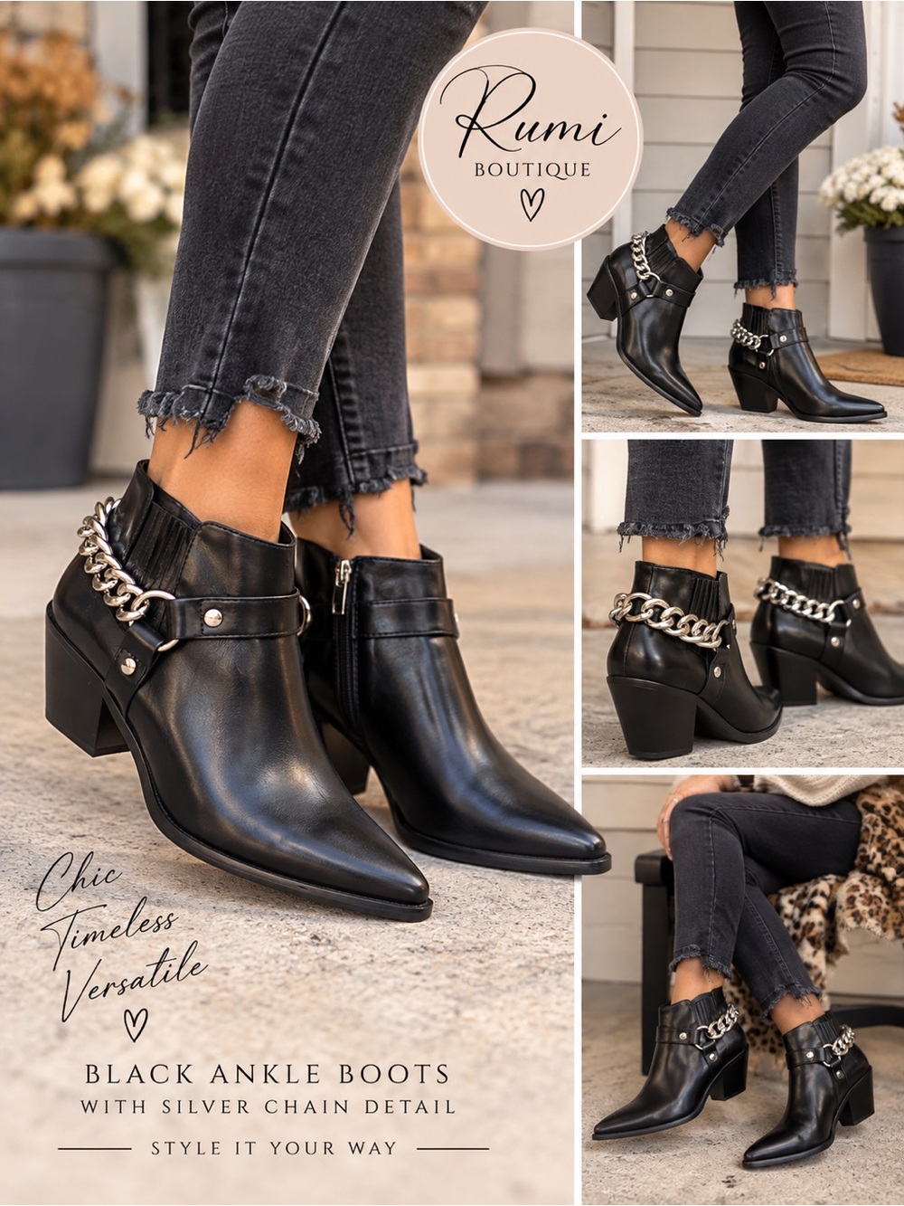 Nasty Gal Black faux Leather ankle boots